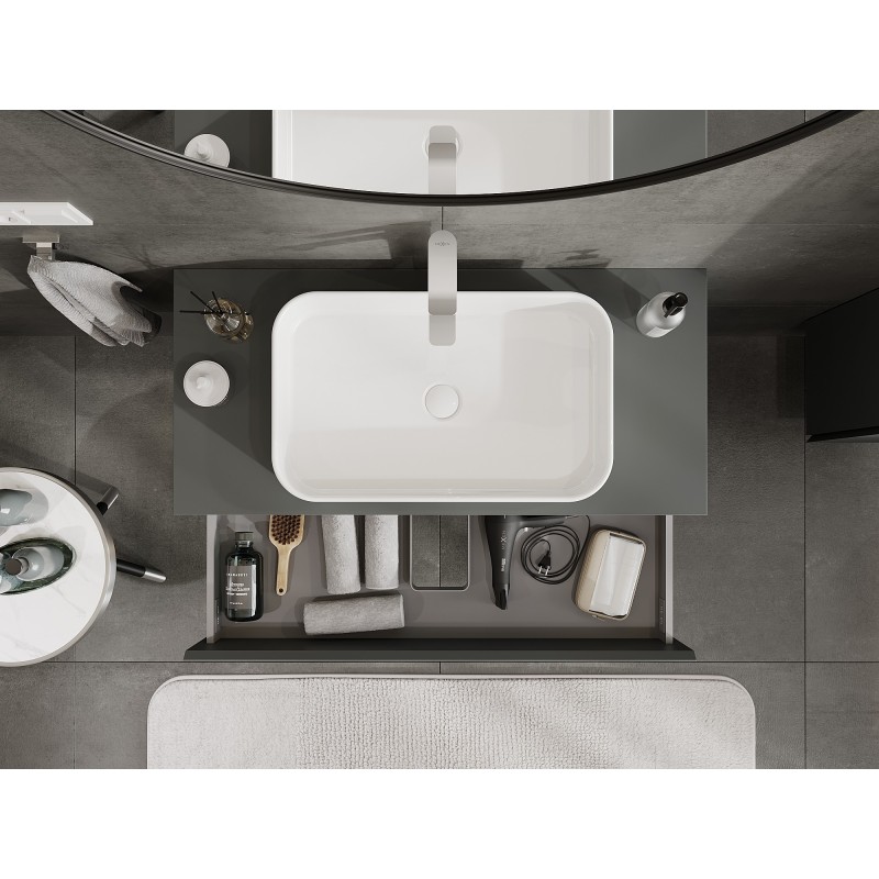 Mexen Orio шкаф за баня под мивка 100 см с плот, 2 чекмеджета, матов графит - 91A10-10047-2-BFFC66