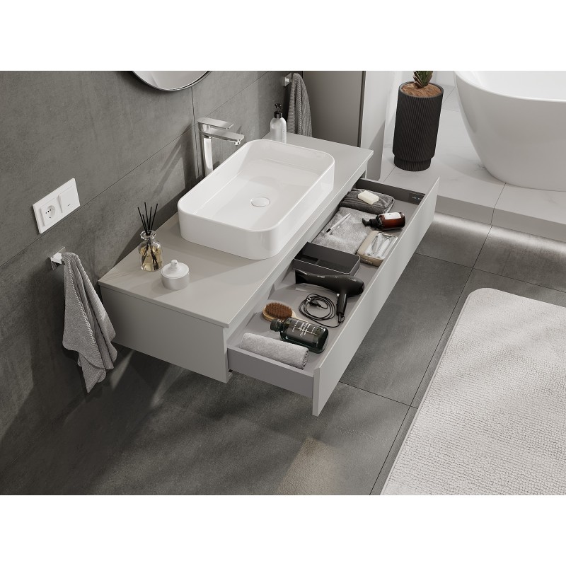 Mexen Orio шкафче за баня под мивка 120 см с плот, 1 чекмедже, сиво мат