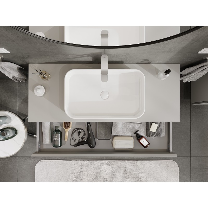 Mexen Orio шкафче за баня под мивка 120 см с плот, 1 чекмедже, сиво мат