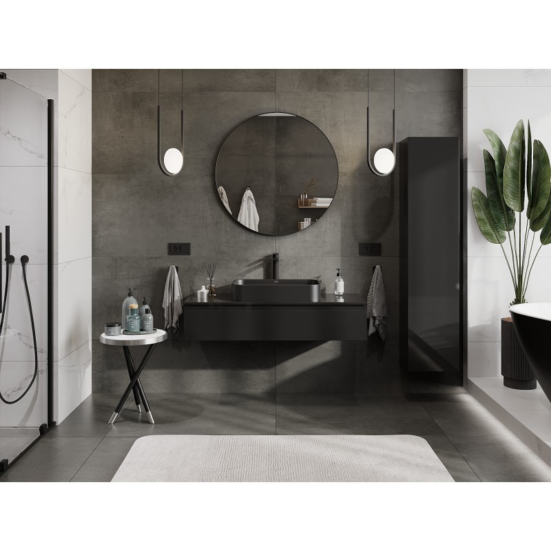 Mexen Orio баня шкаф под мивка 120 см с плот, 1 чекмедже, черен гланц