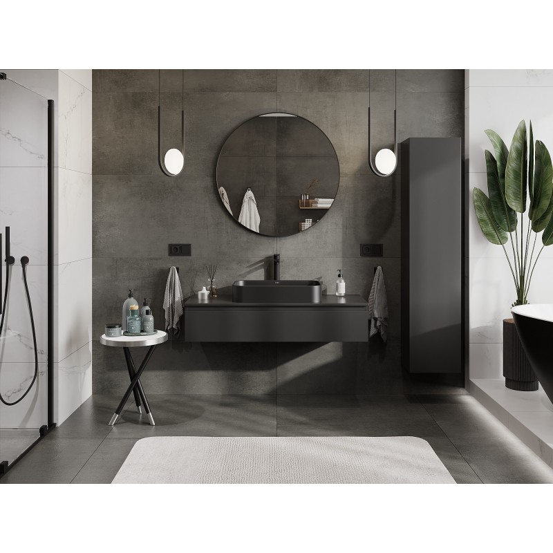 Mexen Orio шкаф за баня под мивка 120 см с плот, 1 чекмедже, черен мат - 91A10-12023-1-BFC71