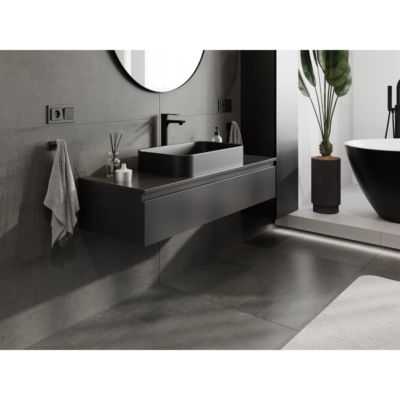 Mexen Orio шкаф за баня под мивка 120 см с плот, 1 чекмедже, черен мат - 91A10-12023-1-BFC71