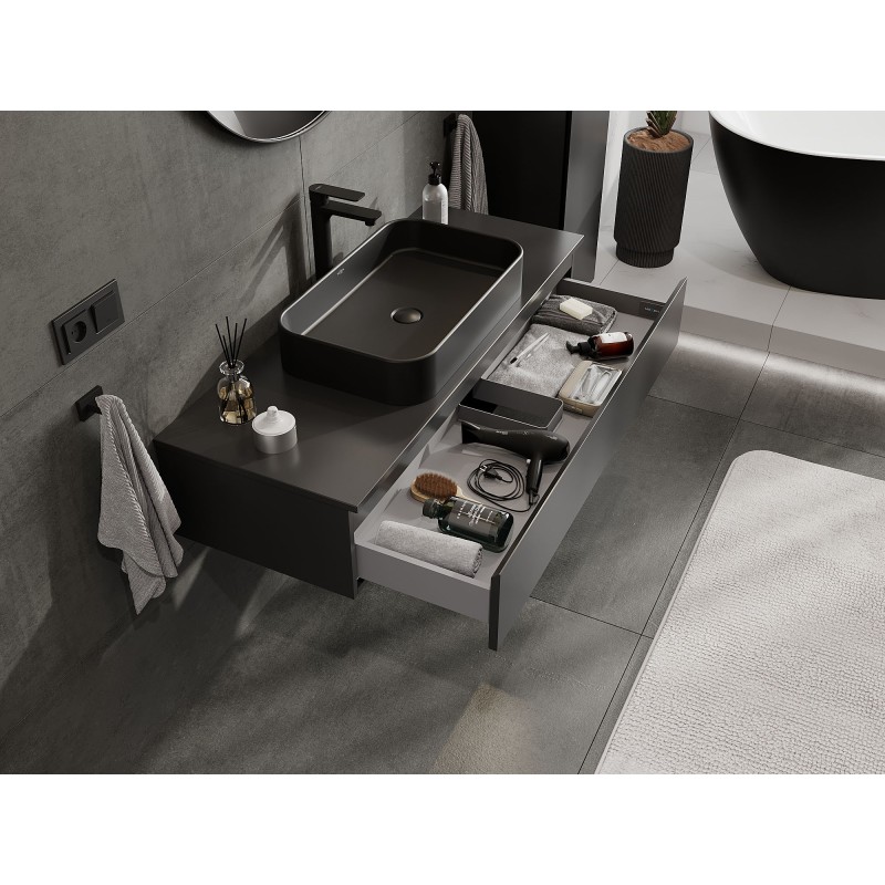 Mexen Orio шкаф за баня под мивка 120 см с плот, 1 чекмедже, черен мат - 91A10-12023-1-BFC71