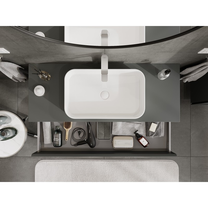 Mexen Orio баня шкаф за мивка 120 см с плот, 2 чекмеджета, матов графит - 91A10-12047-2-BFFC66