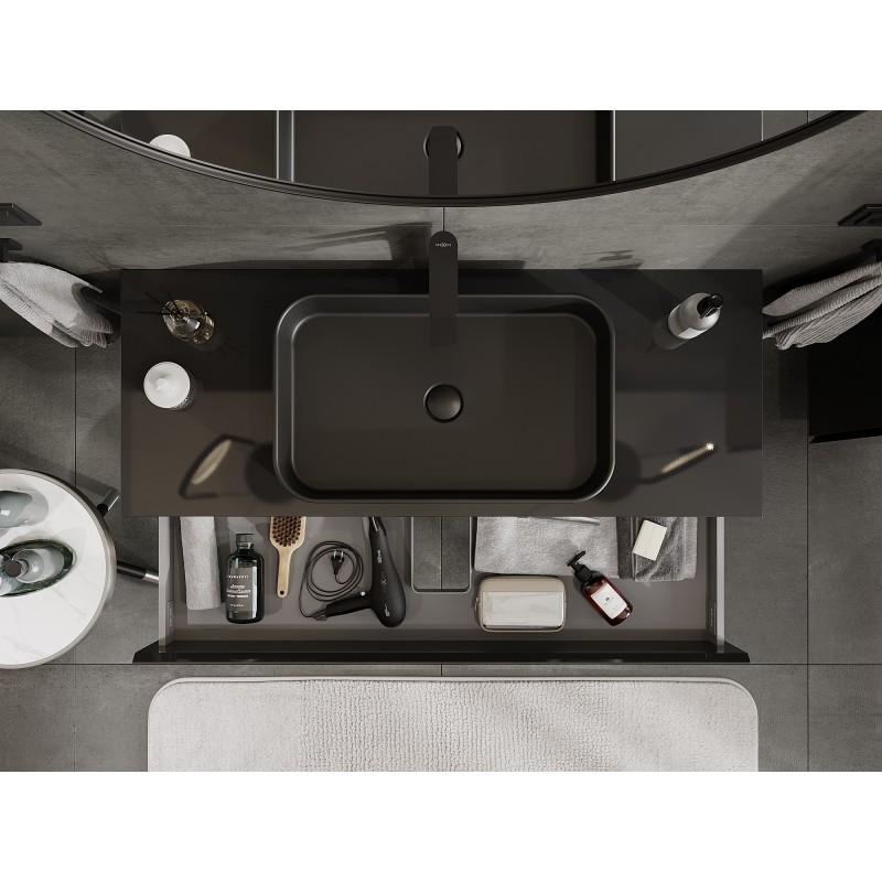 Mexen Orio, баня, шкаф под мивка, 120 см, с плот, 2 чекмеджета, черен блясък - 91A10-12047-2-BFFC70