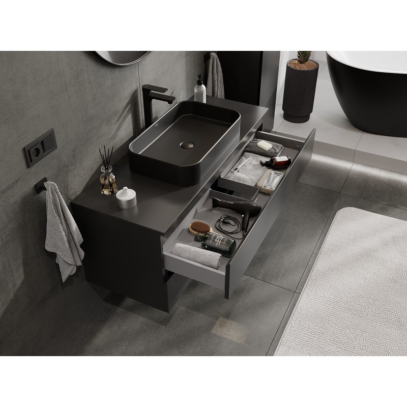 Mexen Orio шкаф за баня под умивалник 120 см с плот, 2 чекмеджета, черен мат - 91A10-12047-2-BFFC71