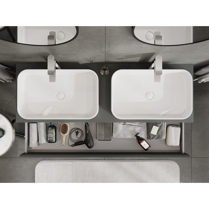 Mexen Orio шкаф за баня под умивалник 140 см с плот, 1 чекмедже, матов графит - 91A10-14023-1-BFC66