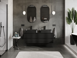 Mexen Orio шкаф за баня под умивалник 140 см с плот, 2 чекмеджета, черен гланц - 91A10-14047-2-BFFC70