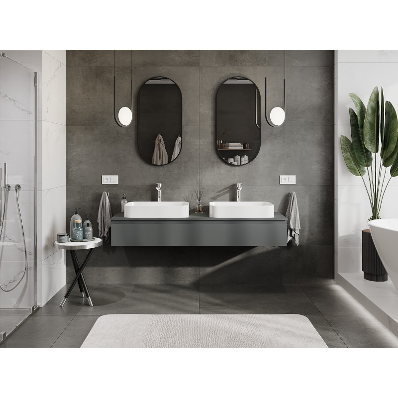 Mexen Orio шкаф за баня под мивка 160 см с плот, 1 чекмедже, матов графит - 91A10-16023-1-BFC66