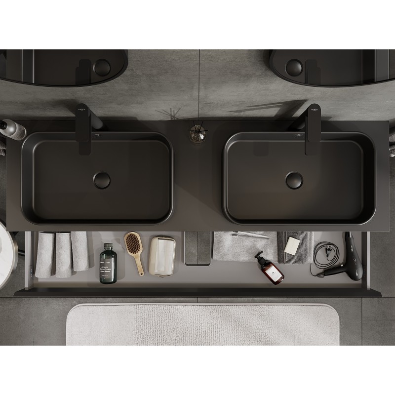 Mexen Orio шкаф за баня с плот, 160 см, 1 чекмедже, черен мат - 91A10-16023-1-BFC71