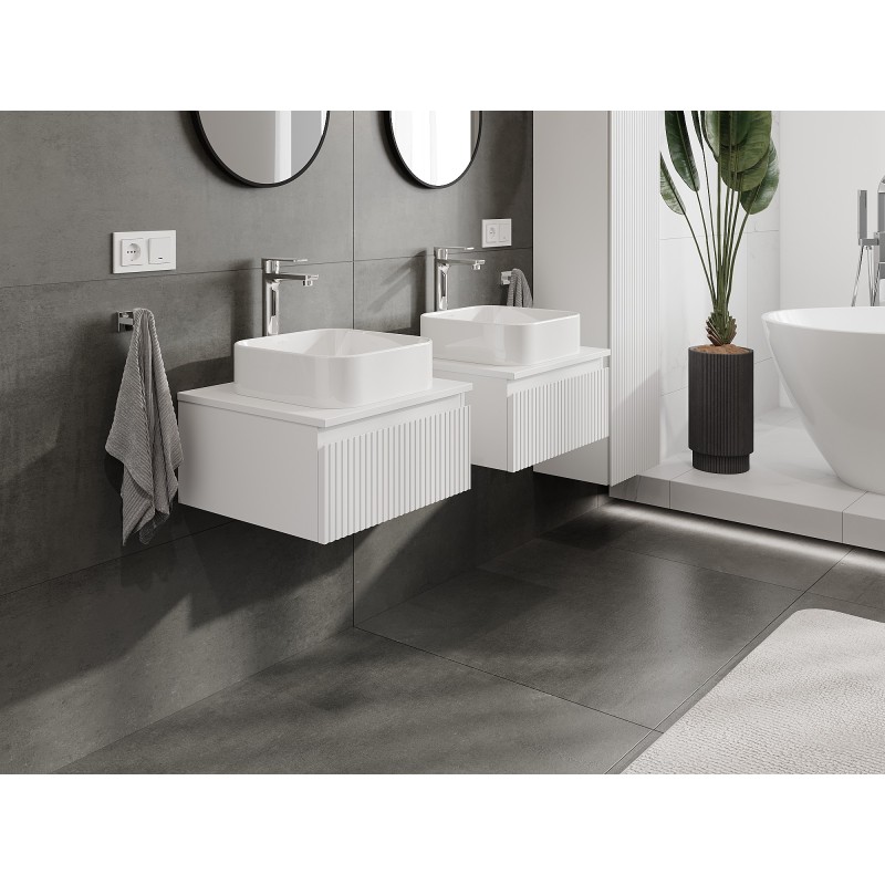 Mexen Rivel баня шкафче под мивка 50 cm с плот, 1 чекмедже, рифелованo, бяло мат