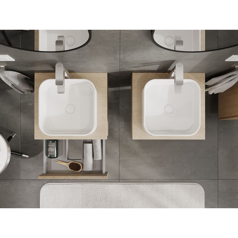 Mexen Rivel баня шкаф под мивка 50 см с плот, 1 чекмедже, рифеловано, дъб - 91A20-05023-1-BFC81