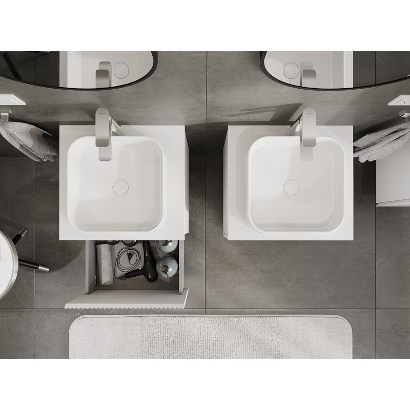 Mexen Rivel шкаф за баня с плот 50 см, 1 чекмедже, релефен, бял мат - 91A20-05047-1-BFC01