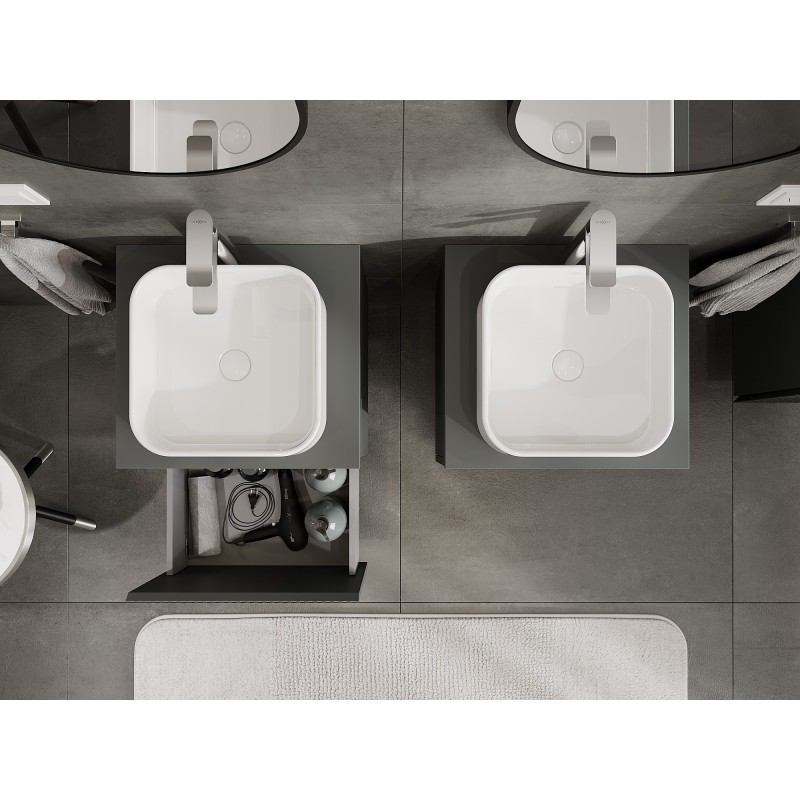 Mexen Rivel шкаф за баня под мивка 50 см с плот, 1 чекмедже, с релеф, графит мат - 91A20-05047-1-BFC66