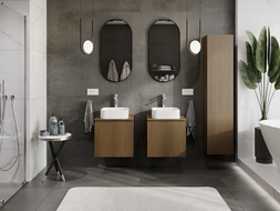 Mexen Rivel баня шкаф за мивка 50 см с плот, 1 чекмедже, рифлена, орех - 91A20-05047-1-BFC86