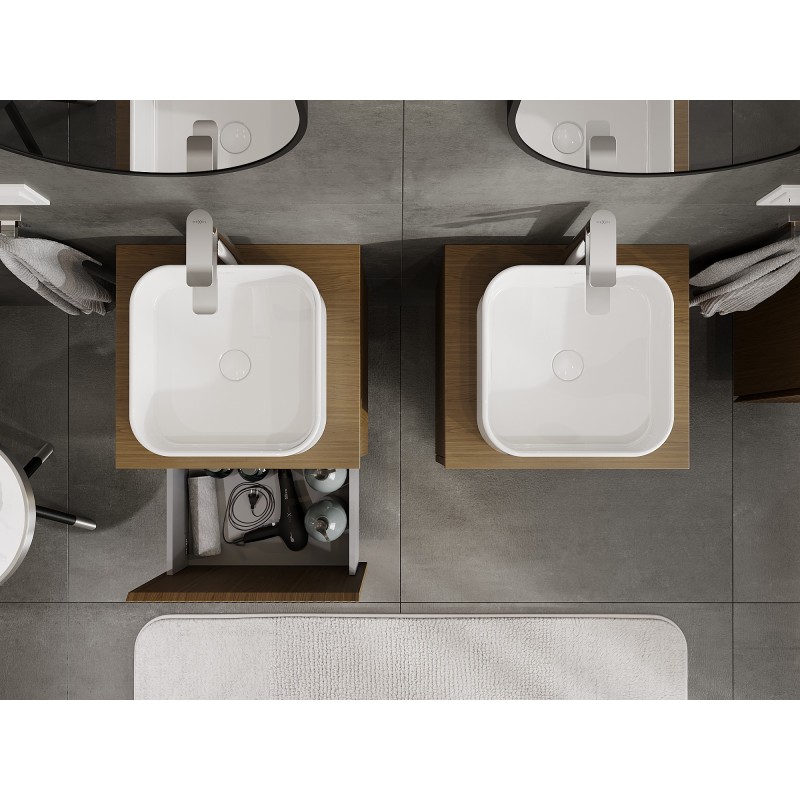 Mexen Rivel баня шкаф за мивка 50 см с плот, 1 чекмедже, рифлена, орех - 91A20-05047-1-BFC86