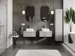 Mexen Rivel шкаф за баня под мивка 60 см с плот, 1 чекмедже, с релеф, сив мат - 91A20-06023-1-BFC62