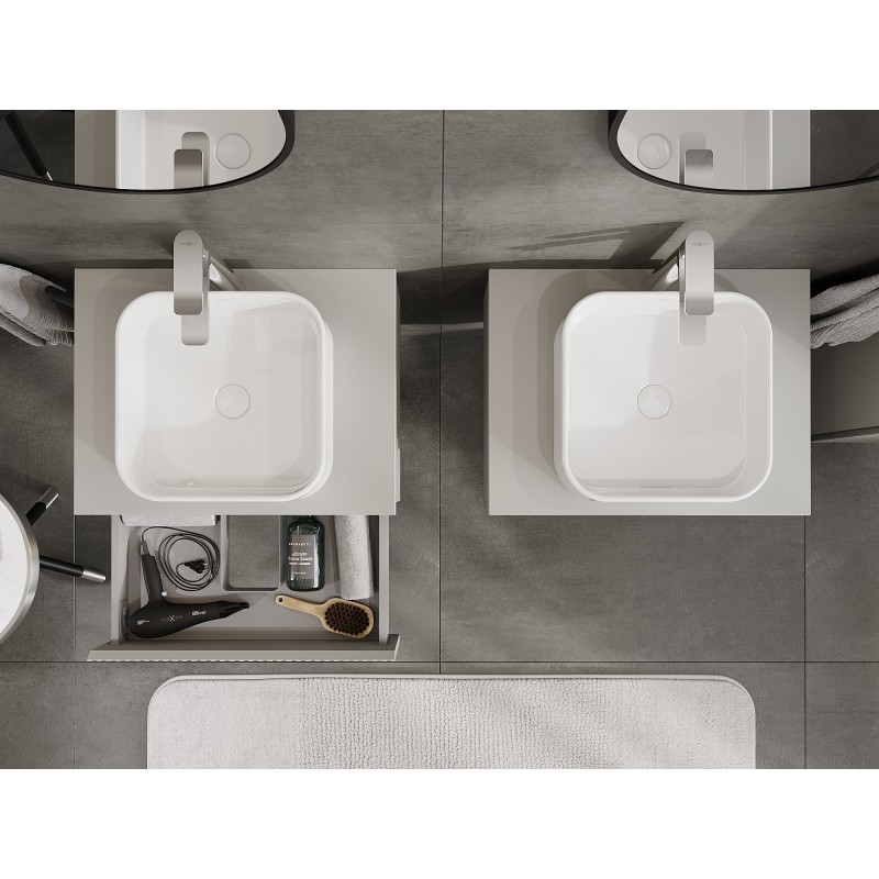 Mexen Rivel шкаф за баня под мивка 60 см с плот, 1 чекмедже, с релеф, сив мат - 91A20-06023-1-BFC62