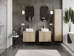 Mexen Rivel шкаф за баня под мивка 60 см с плот, 1 чекмедже, набраздено, дъб - 91A20-06047-1-BFC81