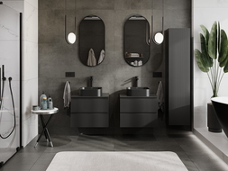 Mexen Rivel шкаф за баня под мивка 60 см с плот, 2 чекмеджета, оребрена, черен мат - 91A20-06047-2-BFFC71