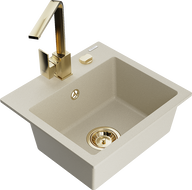 Mexen Milo гранитна мивка с 1 корито с кухненски смесител Рита, бежова