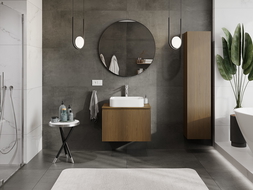 Mexen Rivel баня шкаф под мивка 70 см с плот, 1 чекмедже, рифелован, орех - 91A20-07047-1-BFC86