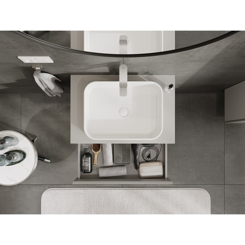 Mexen Rivel баня шкаф под мивка 70 см с плот, 2 чекмеджета, рифлен , сив мат - 91A20-07047-2-BFFC62