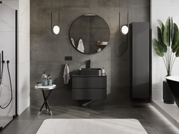 Mexen Rivel шкаф за баня под мивка 70 см с плот, 2 чекмеджета, набраздена, черна мат - 91A20-07047-2-BFFC71