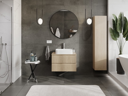 Mexen Rivel шкаф за баня под мивка, 70 см с плот, 2 чекмеджета, оребрена, дъб