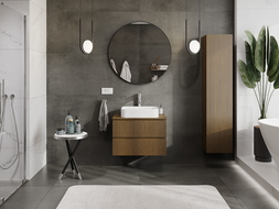 Mexen Rivel баня шкаф за умивалник 70 см с плот, 2 чекмеджета, рифел, орех - 91A20-07047-2-BFFC86