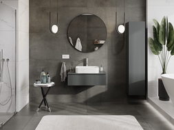 Mexen Rivel шкаф за баня под умивалник 80 см с плот, 1 чекмедже, оребрен, графит мат - 91A20-08023-1-BFC66