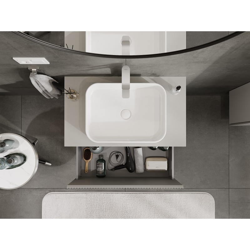 Mexen Rivel шкаф за баня под мивка 80 см с плот, 1 чекмедже, набразден, сив мат - 91A20-08047-1-BFC62