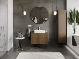 Mexen Rivel шкаф за баня под умивалник 80 см с плот, 2 чекмеджета, рифелован, орех - 91A20-08047-2-BFFC86