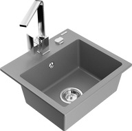 Mexen Milo гранитна кухненска мивка с 1 отделение с кухненски смесител Rita, сив - 6505-71-670300-00