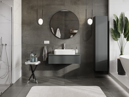 Mexen Rivel шкаф за баня под мивка 90 см с плот, 1 чекмедже, рифелован, графит