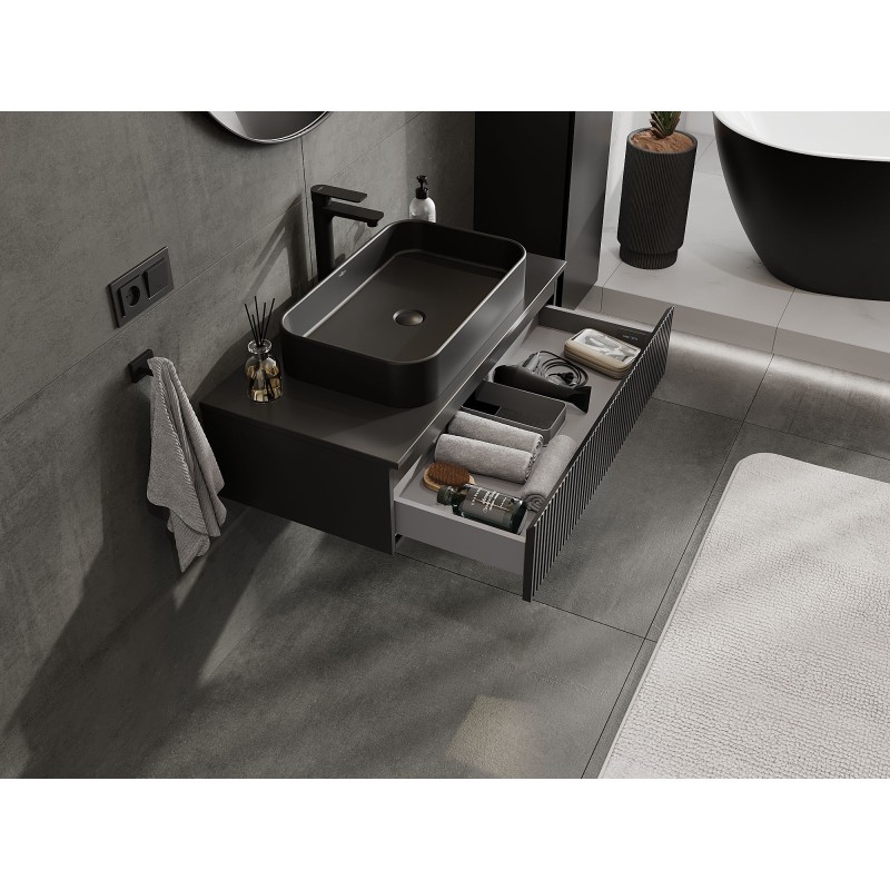 Mexen Rivel шкаф за баня под умивалник 90 см с плот, 1 чекмедже, рифелована,