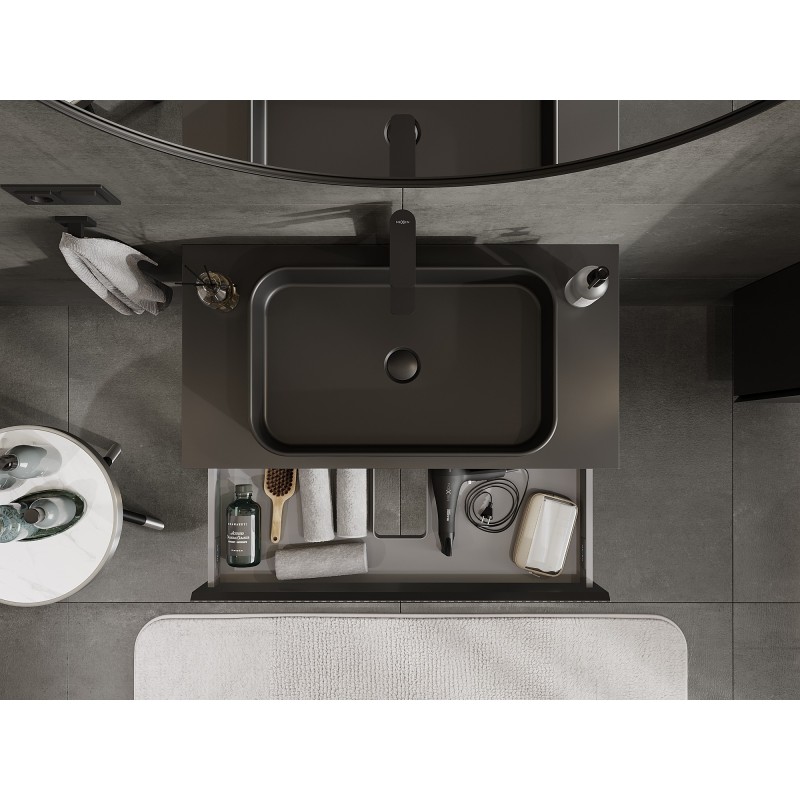 Mexen Rivel шкаф за баня под умивалник 90 см с плот, 1 чекмедже, рифелована,