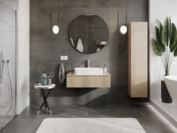 Mexen Rivel баня шкаф под умивалник 90 см с плот, 1 чекмедже, релефно, дъб - 91A20-09023-1-BFC81