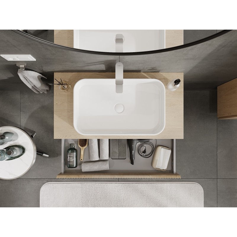 Mexen Rivel баня шкаф под умивалник 90 см с плот, 1 чекмедже, релефно, дъб - 91A20-09023-1-BFC81