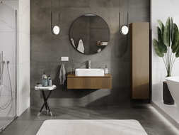 Mexen Rivel шкаф за баня под мивка 90 см с плот, 1 чекмедже, оребрен, орех - 91A20-09023-1-BFC86