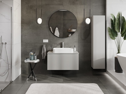 Mexen Rivel шкаф за баня с плот, 90 см, 1 чекмедже, оребрено, сив мат - 91A20-09047-1-BFC62