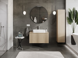 Mexen Rivel баня шкаф с умивалник 90 см с плот, 1 чекмедже, рифлована, дъб - 91A20-09047-1-BFC81