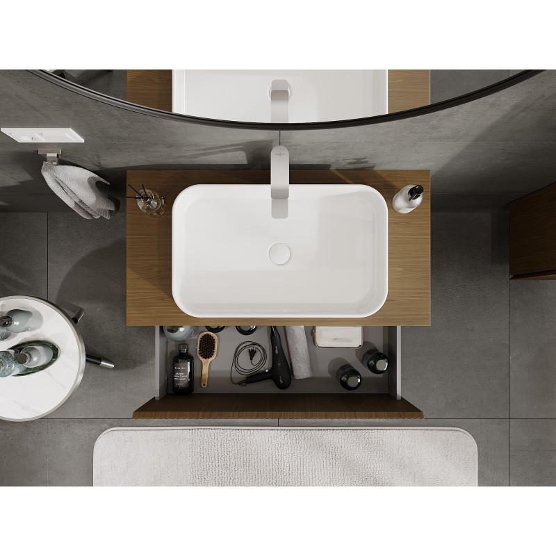 Mexen Rivel шкаф за баня за мивка 90 см с плот, 1 чекмедже, набразден, орех - 91A20-09047-1-BFC86