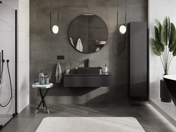 Mexen Rivel шкаф за баня под мивка 100 см с плот, 1 чекмедже, нарязан, черен мат - 91A20-10023-1-BFC71