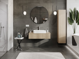 Mexen Rivel шкаф за баня за мивка 100 см с плот, 1 чекмедже, набразден, дъб - 91A20-10023-1-BFC81