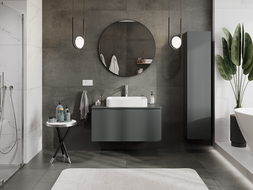 Mexen Rivel шкаф за баня под мивка 100 см с плот, 1 чекмедже, оребрен, мат графит - 91A20-10047-1-BFC66