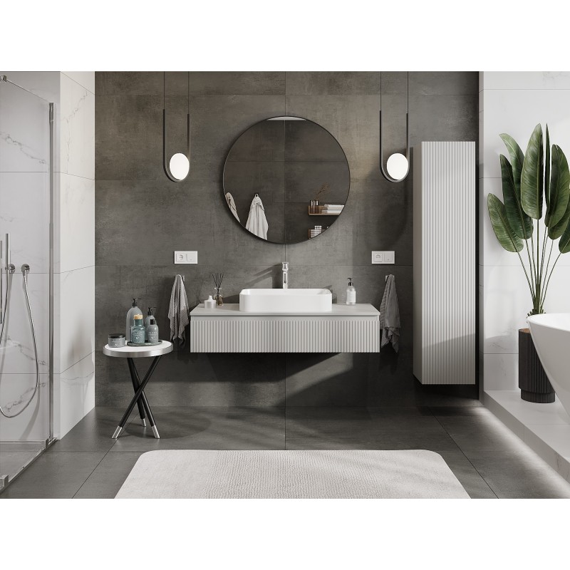 Mexen Rivel шкаф за баня под умивалник 120 см с плот, 1 чекмедже, фрезован, сив мат - 91A20-12023-1-BFC62