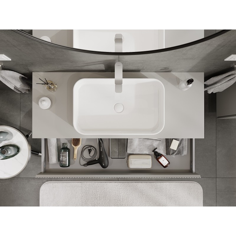 Mexen Rivel шкаф за баня под умивалник 120 см с плот, 1 чекмедже, фрезован, сив мат - 91A20-12023-1-BFC62