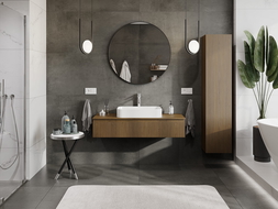 Mexen Rivel шкафче за баня под мивка 120 см с плот, 1 чекмедже, оребрено, орех - 91A20-12023-1-BFC86