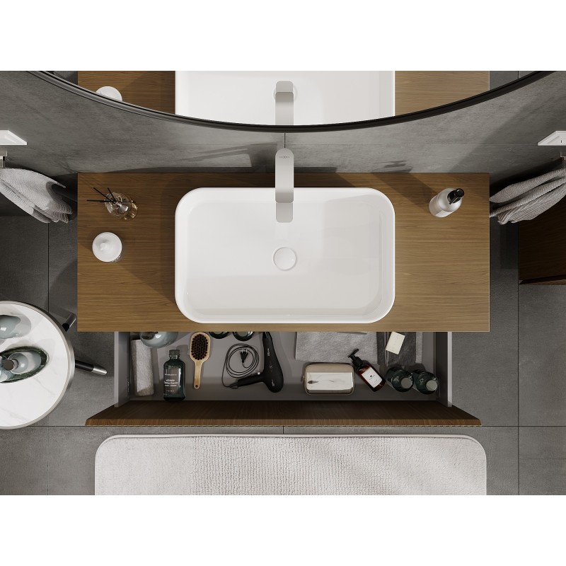 Mexen Rivel баня шкаф под мивка 120 см с плот, 1 чекмедже, орехова структура - 91A20-12047-1-BFC86